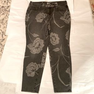 Style & Co. Floral Grey Denim Jeans